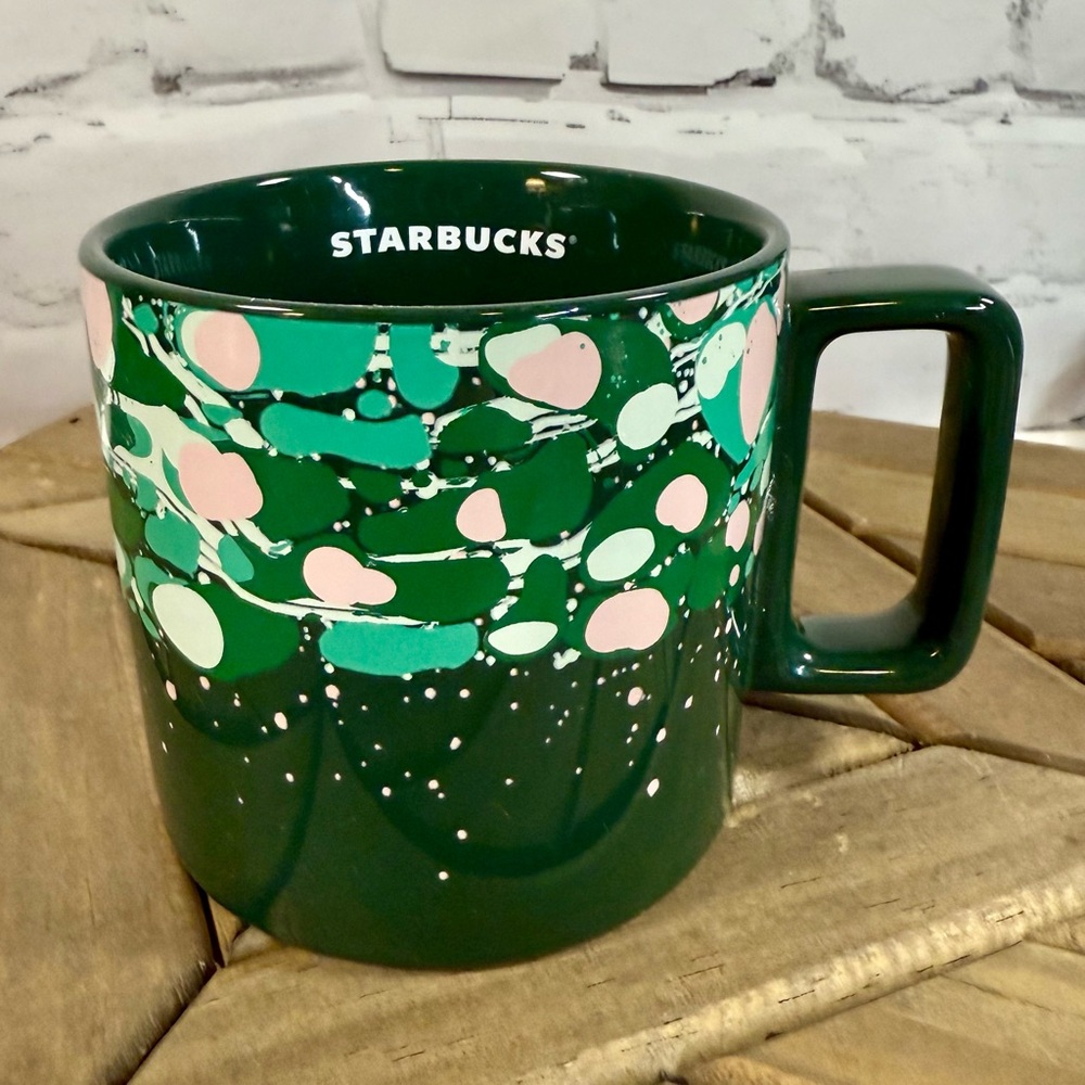 Starbucks Holiday 2022 Marble Forest Venetian Green & Pink Mug